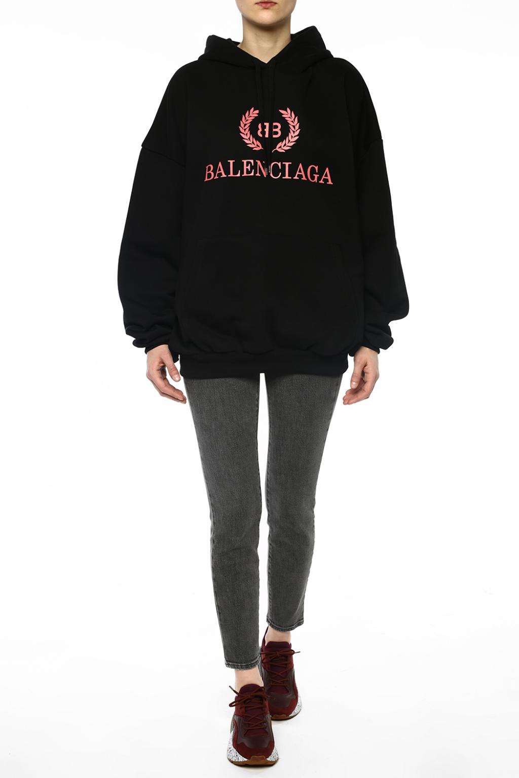 Balenciaga Black BB Mode Print Cotton Hooded Sweatshirt XS Balenciaga  TLC