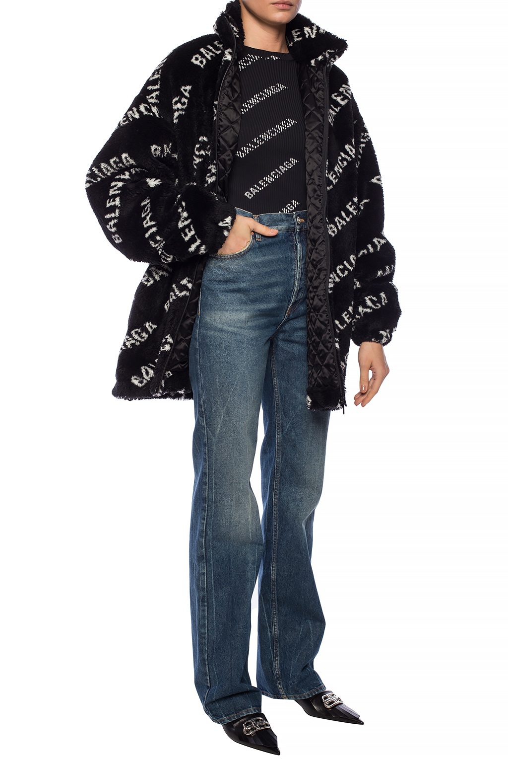 Balenciaga womens fashion with a simple outer pullover sweater at the waist