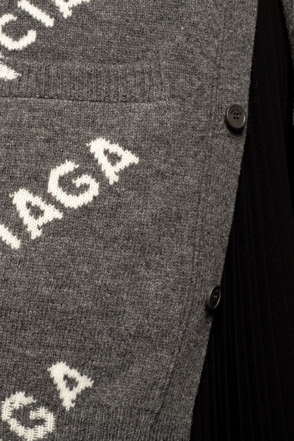 Balenciaga Cardigan With Logo in Gray