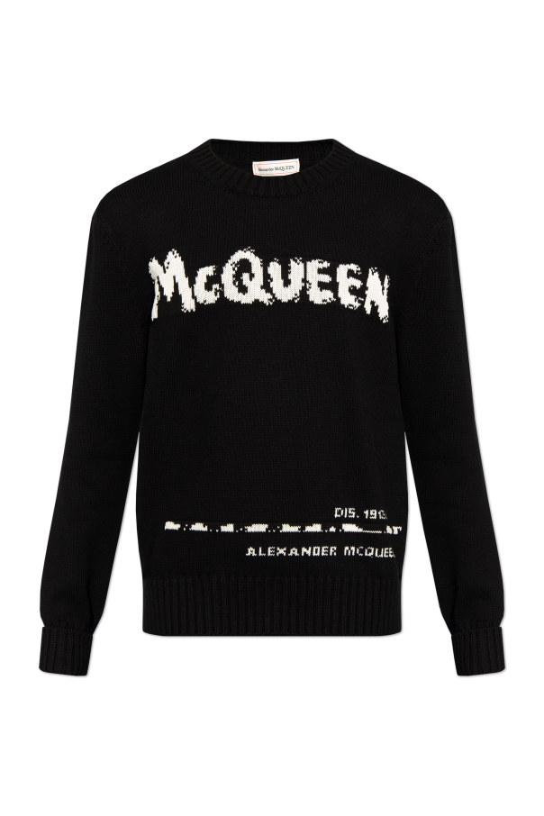 Alexander McQueen Pleciony sweter z logo