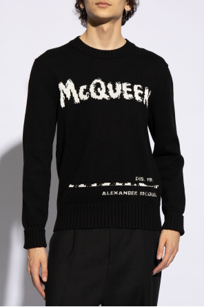 Alexander McQueen Pleciony sweter z logo