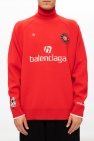 Balenciaga RED Rib-knit turtleneck sweater with logo