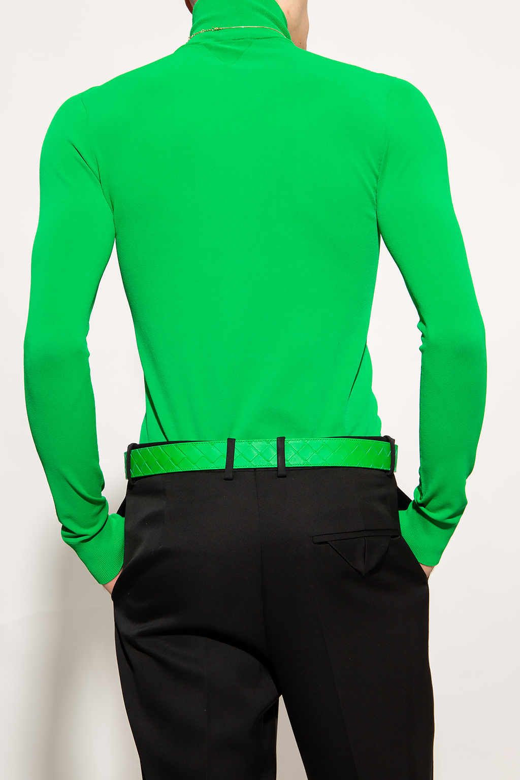 Lv Creation Solid Men Polo Neck Green T-shirt