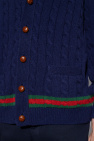 Gucci NAVY BLUE Cardigan with Web stripe