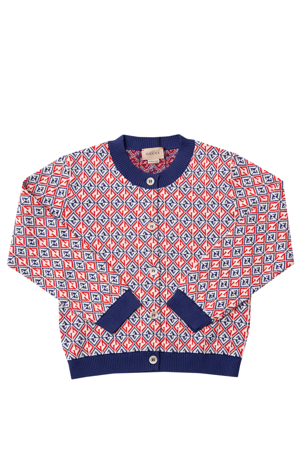 gucci roll-neck Kids Patterned cardigan