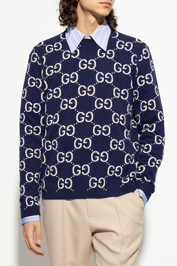 Blue Sweater with 'GG' monogram Gucci - Vitkac TW