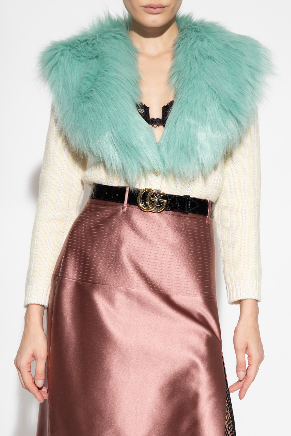 Gucci Cardigan with faux fur collar