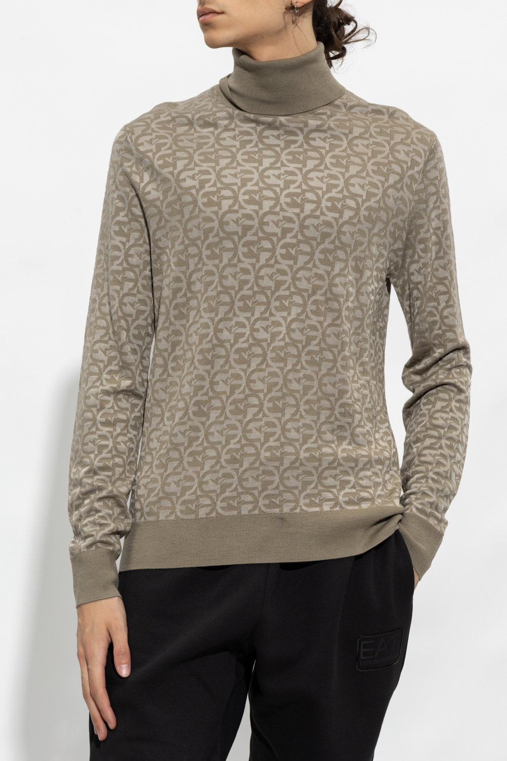 Emporio Armani Monogrammed turtleneck sweater