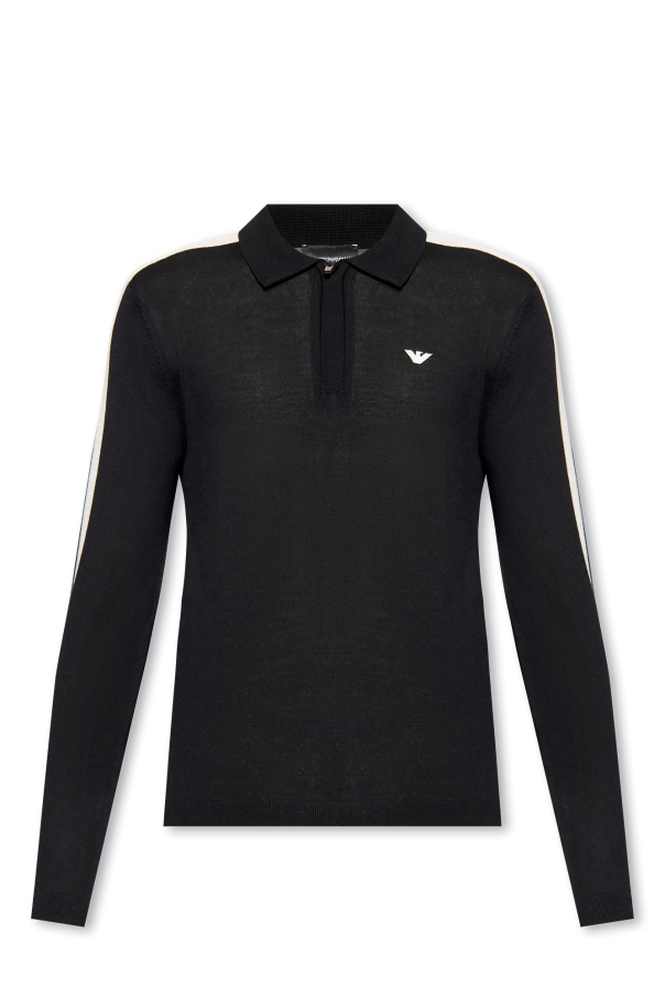 Emporio Armani Man Modern Fit polo women Neck Woven Top Long Sleeve Shirt