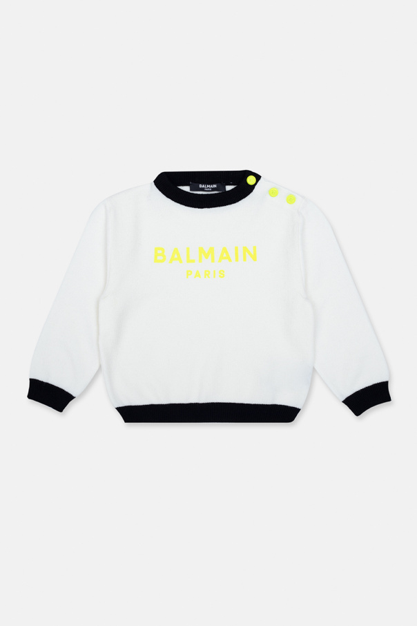 Balmain Kids balmain collarless fringed tweed jacket item