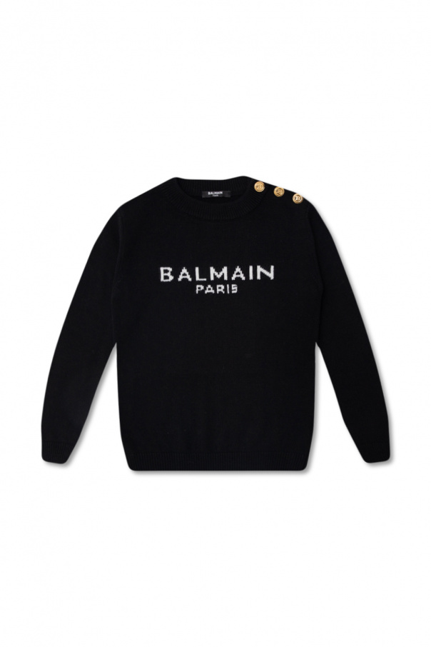 balmain tweed Kids Sweater with logo