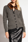Saint Laurent GREY Cardigan with faux fur collar