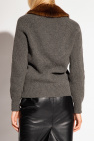 Saint Laurent GREY Cardigan with faux fur collar