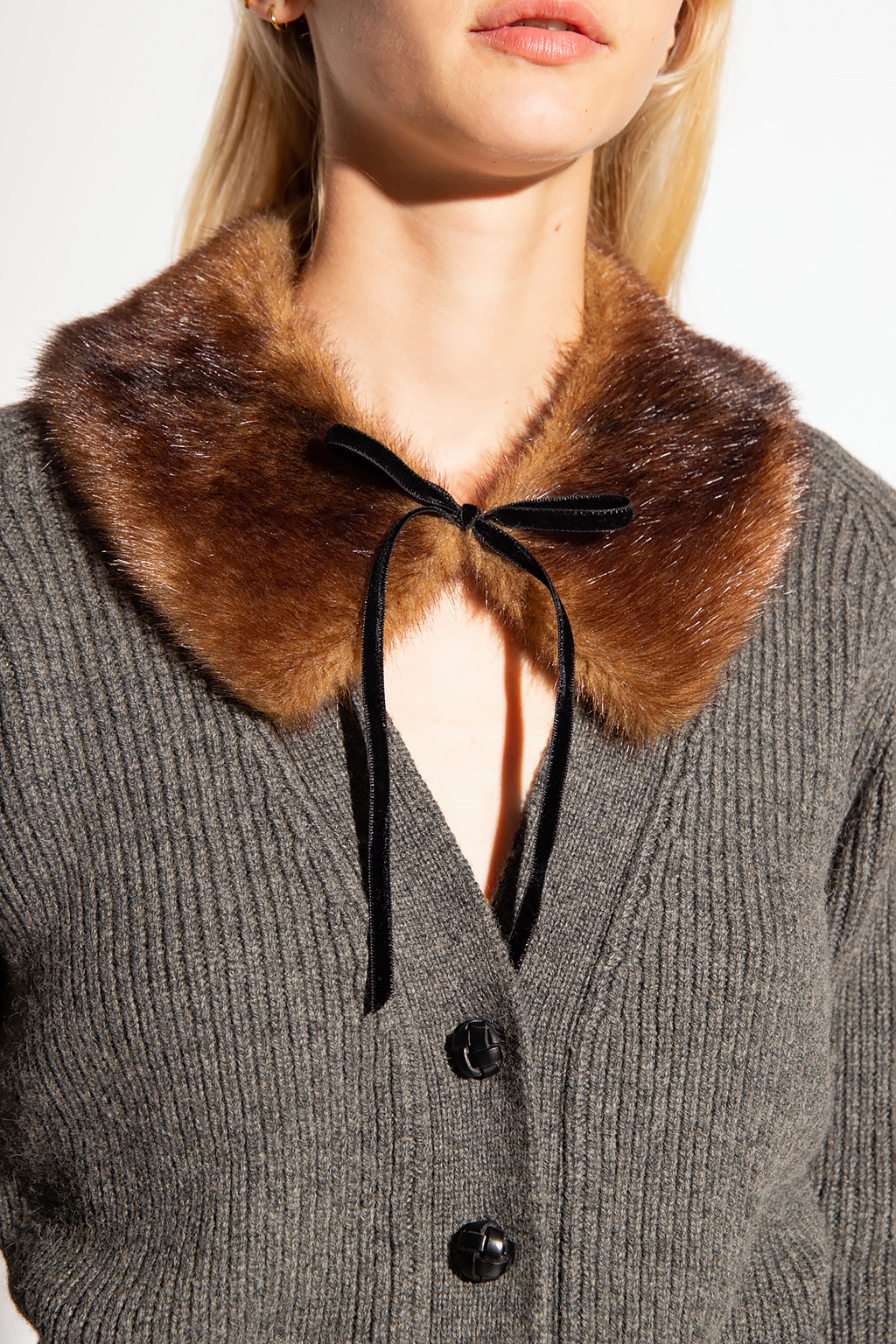 Saint Laurent Cardigan with faux fur collar