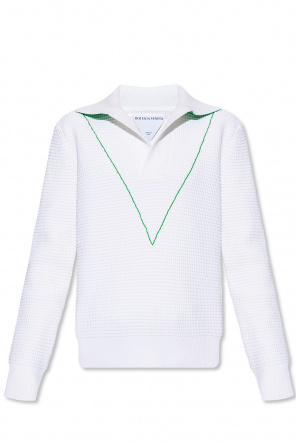 ribbed knit polo knitted top Verde
