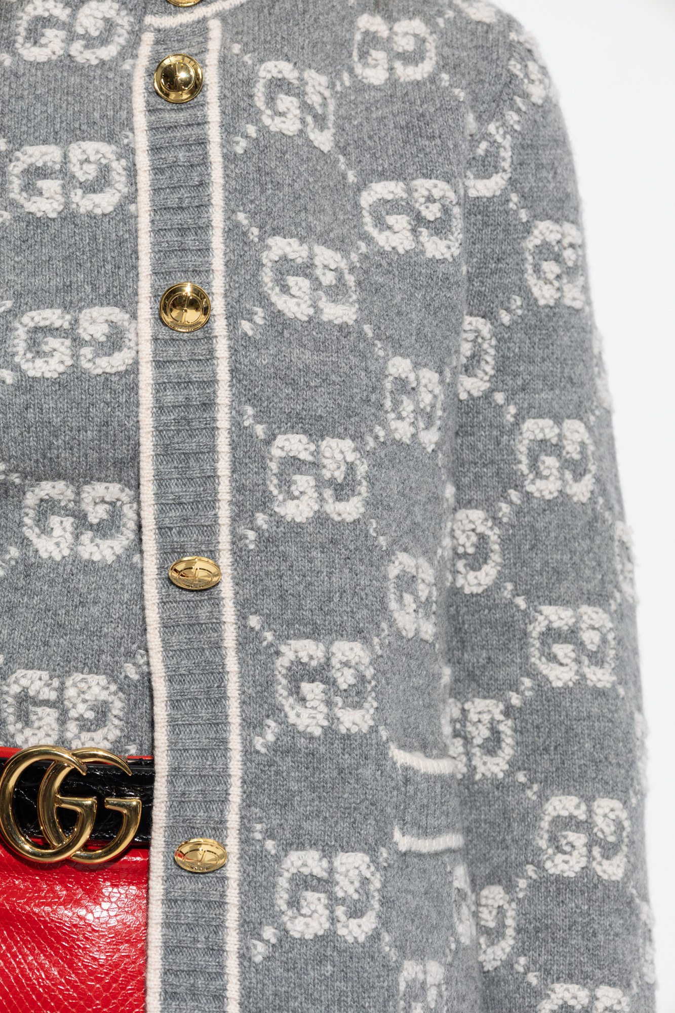 GG wool jacquard cardigan in grey