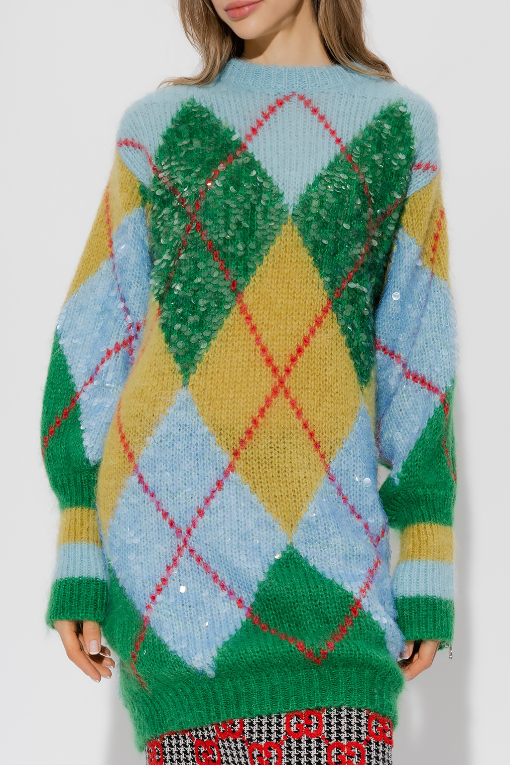 gucci Fashion Sweater with argyle pattern