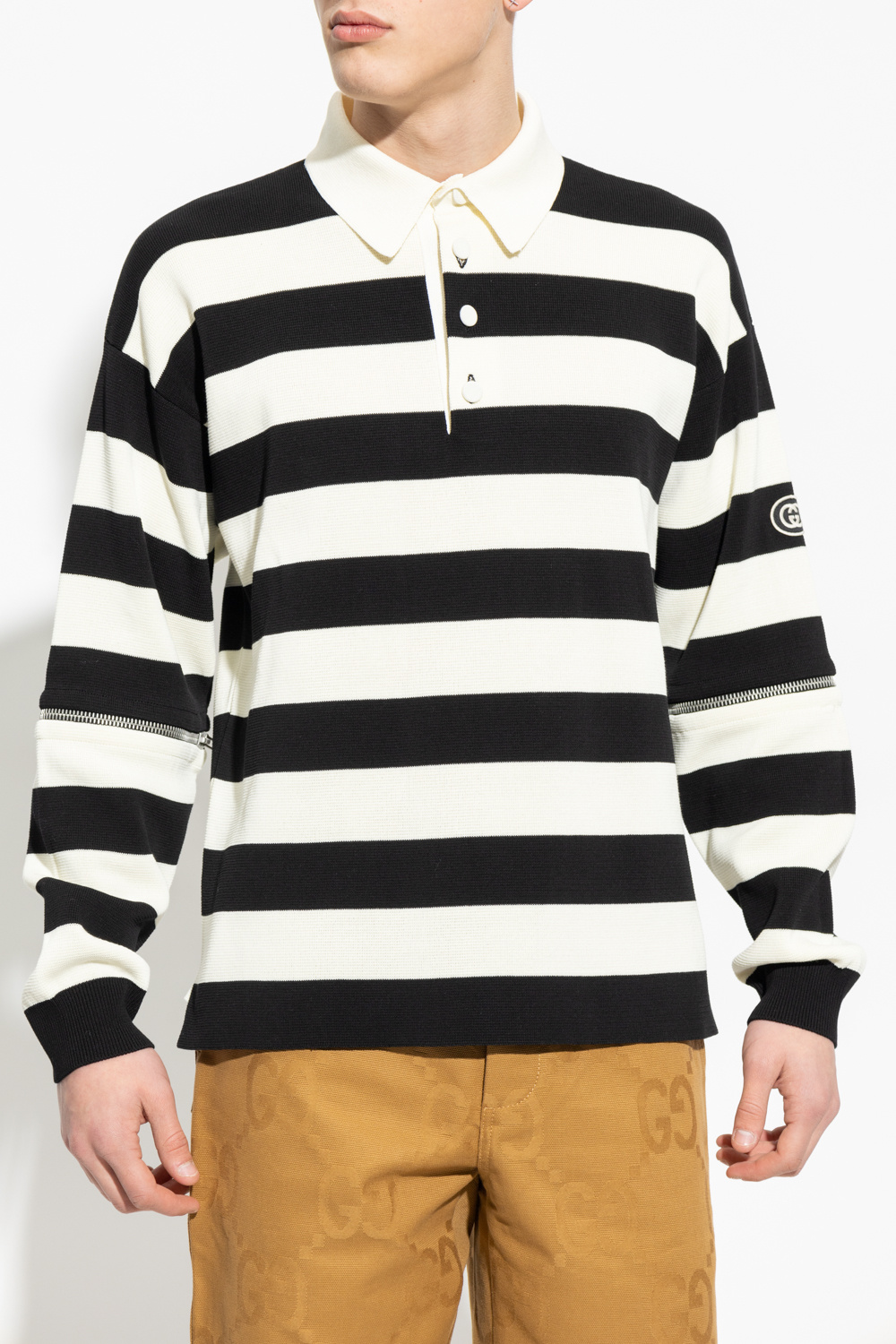 Gucci oxford polo shirt with detachable sleeves