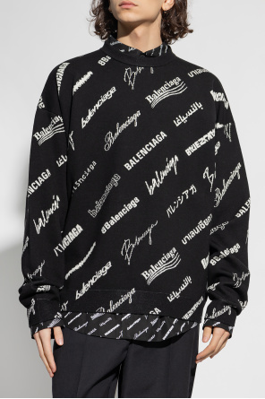 Balenciaga embroidered-logo zip-up fleece sweatshirt