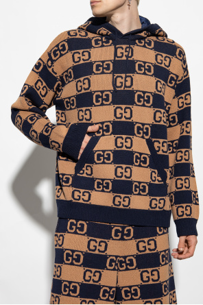 gucci navy Patterned hoodie