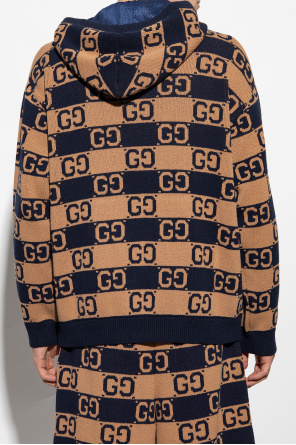 gucci navy Patterned hoodie