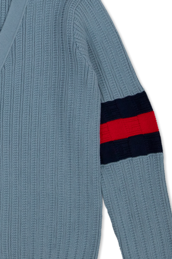 Gucci moire Kids Cardigan with ‘Web’ stripe