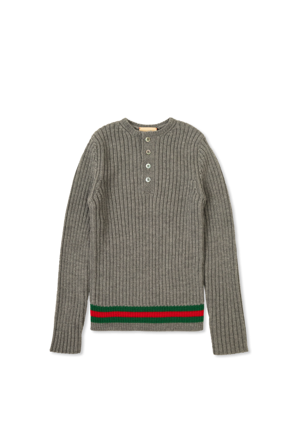 Gucci Kids Sweter z charakterystycznym paskiem `Web`