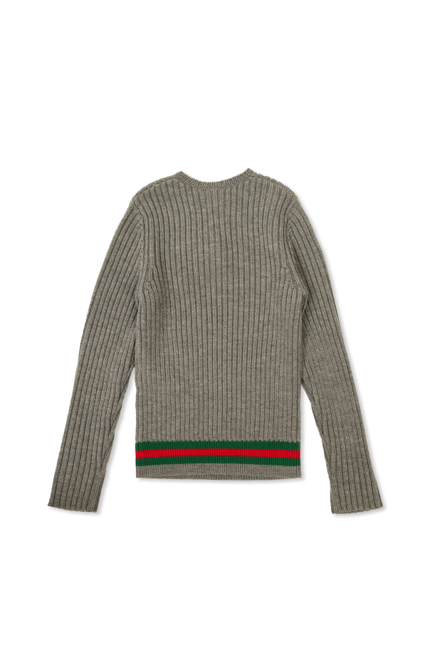 Gucci Kids Sweter z charakterystycznym paskiem `Web`