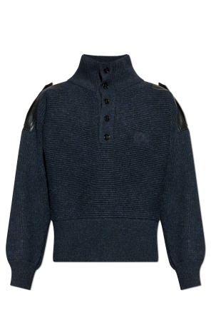 Sweater with leather epaulettes