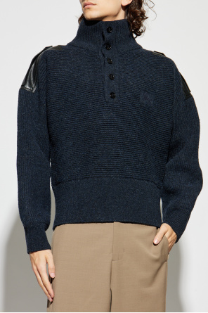 Burberry Suéter con charreteras de cuero