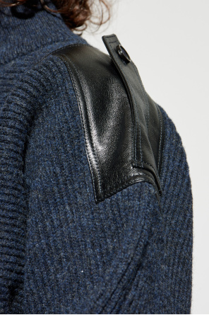 Burberry Suéter con charreteras de cuero