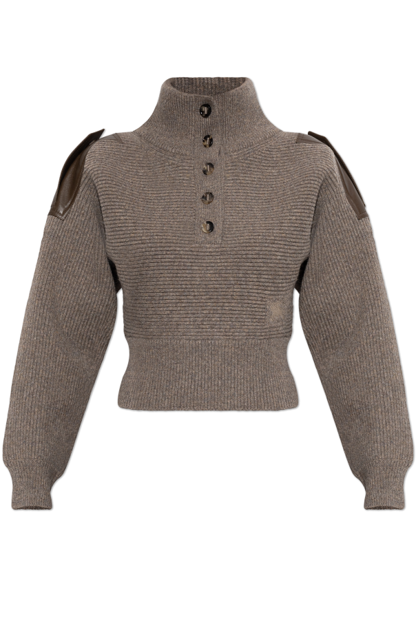 Sweater with leather epaulets od Burberry