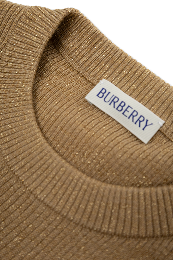 Burberry Kids Wełniany sweter z lureksową nicią