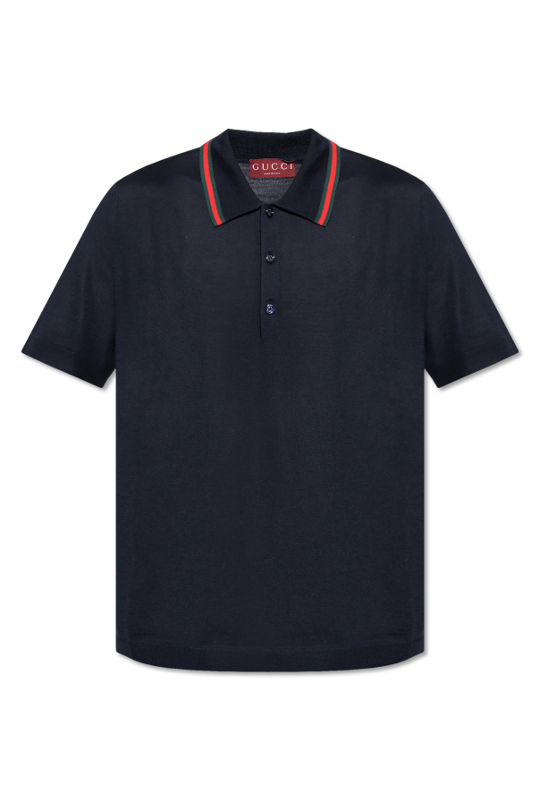 Wool polo with distinctive Web stripe, zdjęcie 1 Wool polo with distinctive Web stripe od Gucci