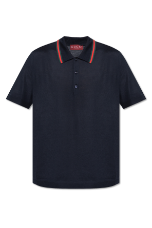 Wool polo with distinctive Web stripe