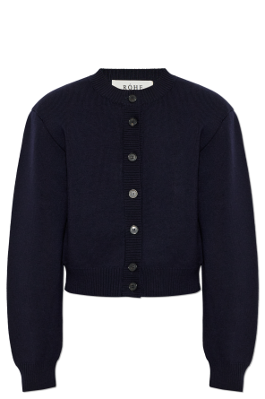 Wool cardigan with sewn-in shoulder pads