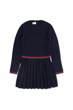 Wełniana sukienka z plisowanym dołem