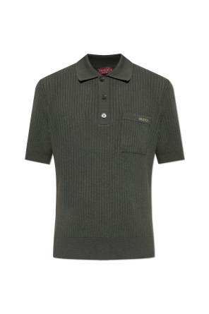 Wool polo shirt with pocket