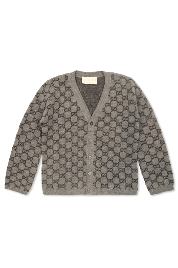 Wool cardigan with "GG" pattern od Gucci Kids