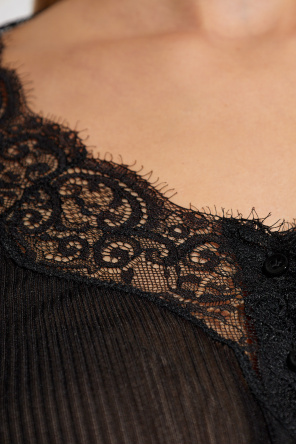 Saint Laurent Top con inserción de encaje.