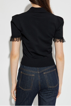 Alexander McQueen Polo con acabado de encaje