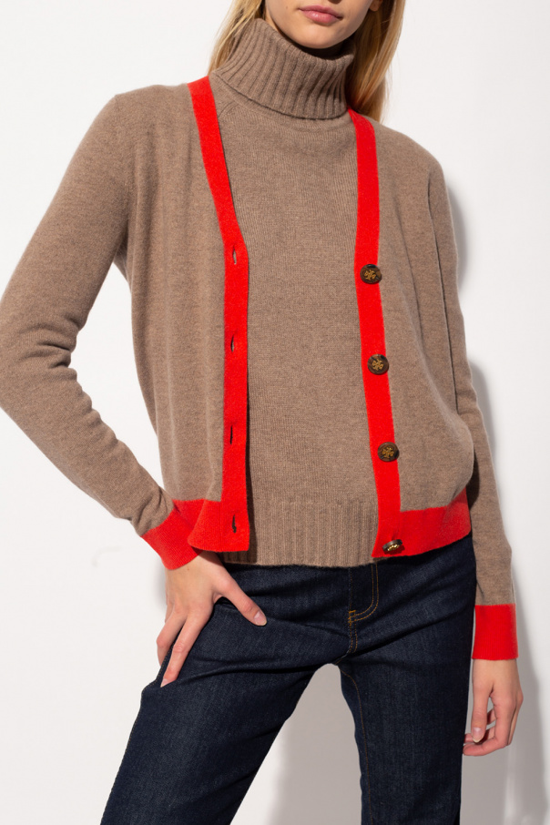 Brown Cashmere cardigan with logo Tory Burch - Vitkac Italy