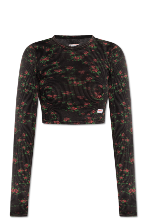 Short lingerie top with floral motif