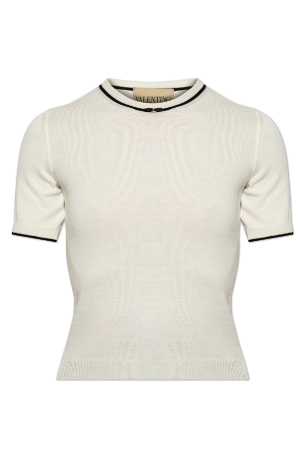 Wool top with applique at the neckline od Valentino Garavani