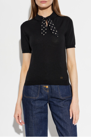 Valentino Garavani Top with decorative tie at the neckline