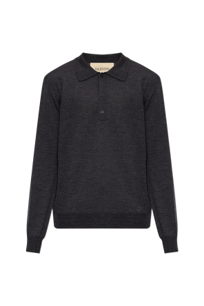 Wool long-sleeve polo