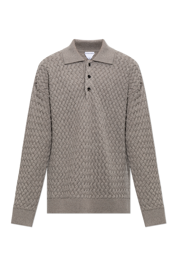 Wool polo shirt with long sleeves od Bottega Veneta