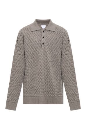 Wool polo shirt with long sleeves