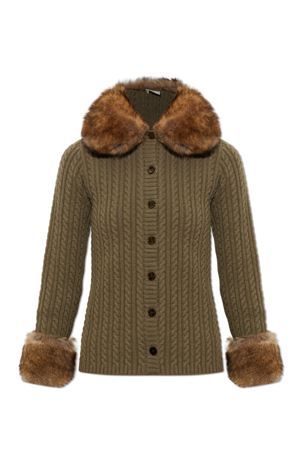 Cashmere cardigan with fur trim od Saint Laurent