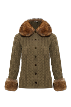 Cashmere cardigan with fur trim